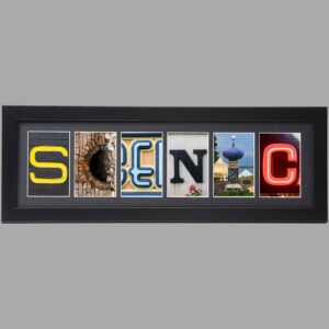 Scenic framed letter art